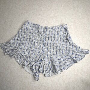 Anthropologie‎ Maeve Blue White Pineapple Print Ruffled Flutter Shorts Size 6